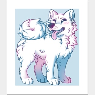 Smiley Samoyed - Colorful Lines Posters and Art